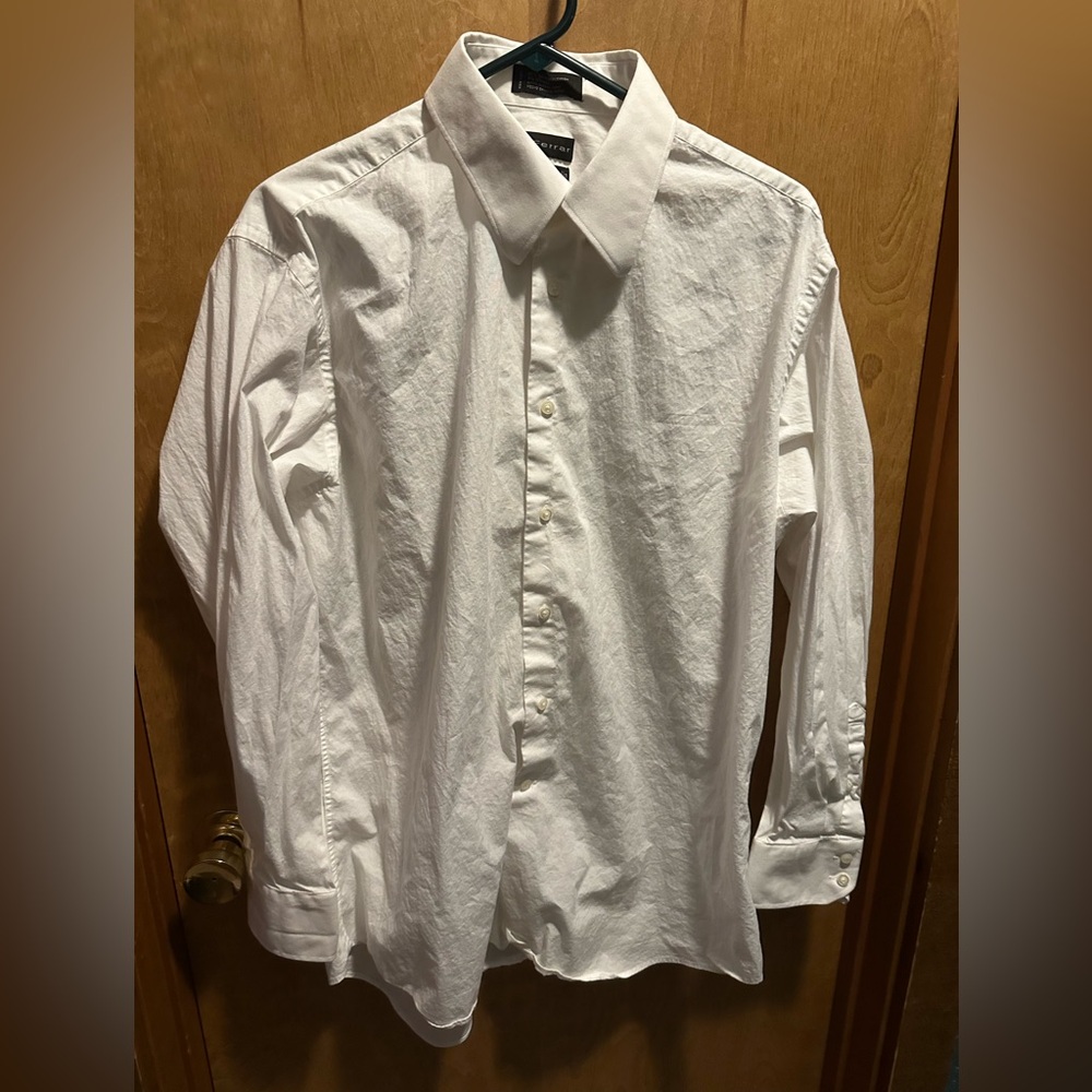 JF J.Ferrar Crisp White Dress Shirt 17 34/35